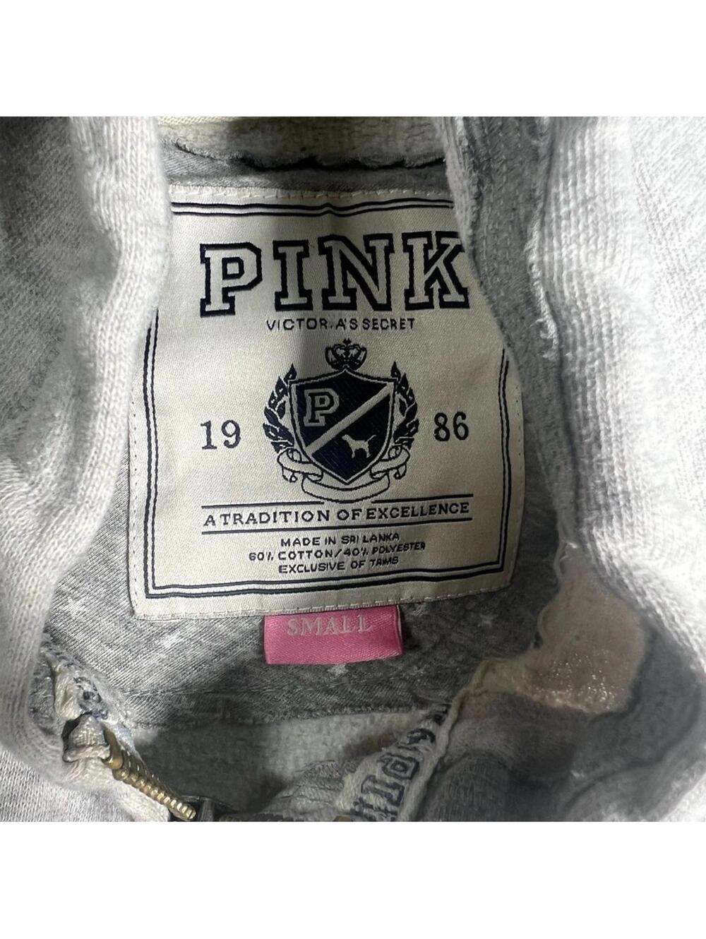 PINK Victoria's Secret Fitted Gray Zippered Hoodie - Picture 3 of 9